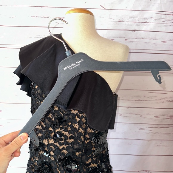 NWT MICHAEL KORS COLLECTION Beaded one shoulder party dress black AUTHENTIC NEW - Picture 11 of 16